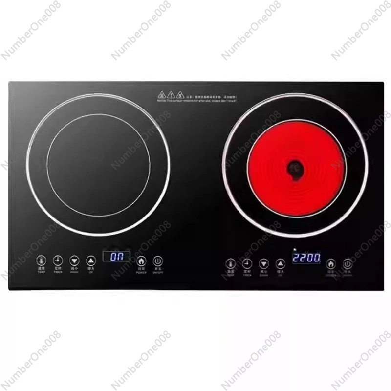 

Double Burner Induction Cooktop, Household Electric Stove with Radiant Heater Dual Use