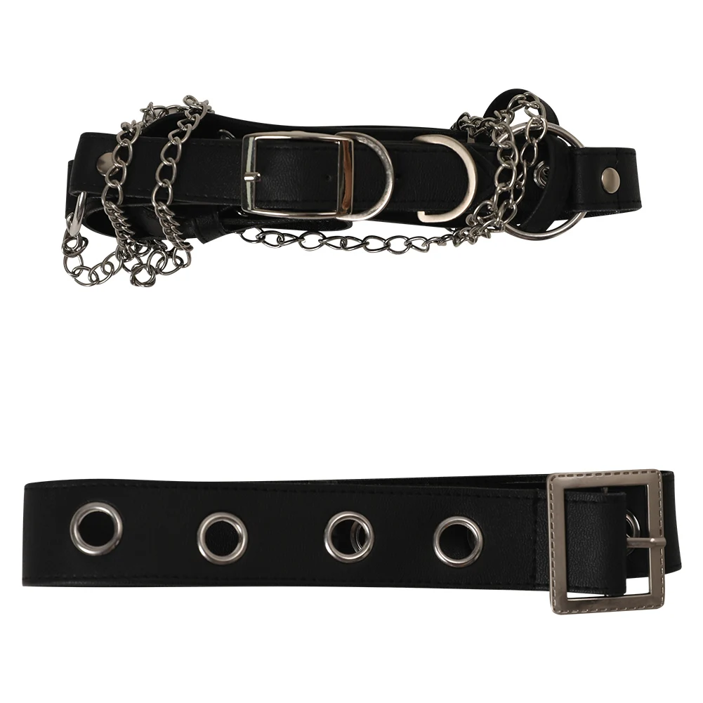 Japanese Bosozoku Cosplay Belt Costume Accessories Women Men Gothic Hiphop Belt With Chain Harajuku Punk Adjustable Waist Belt