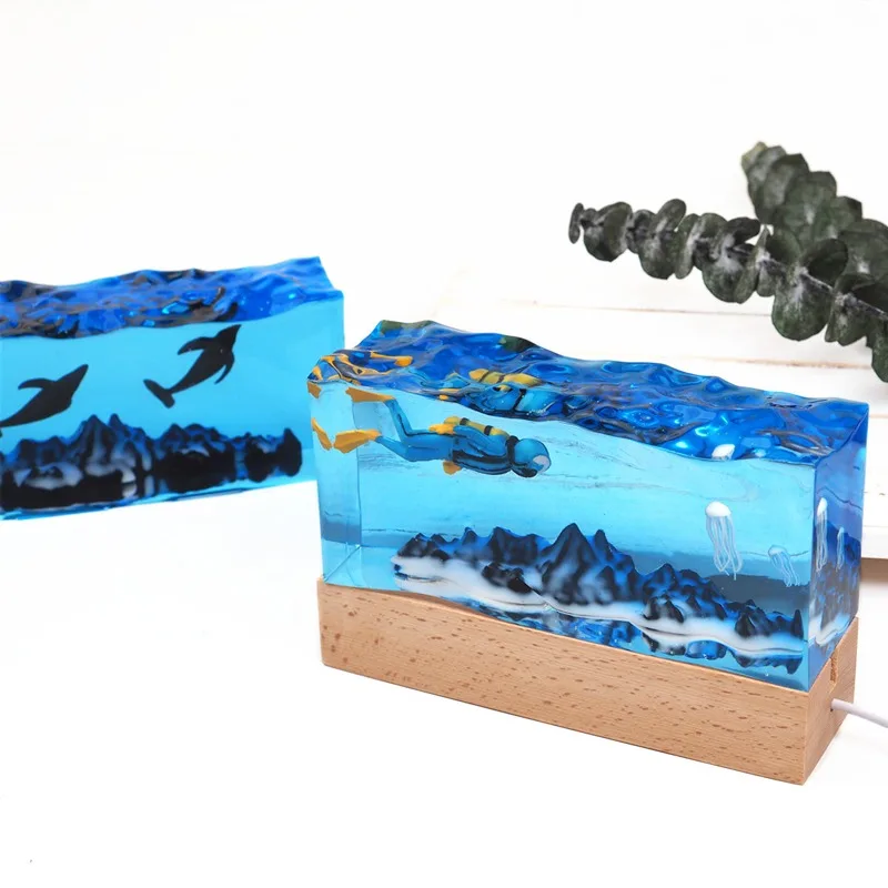 DIY Resin Craft Light Underwater Landscape Silicone Casting Molds Mountain Epoxy Resin Art Molds for Home Decor And Crafting