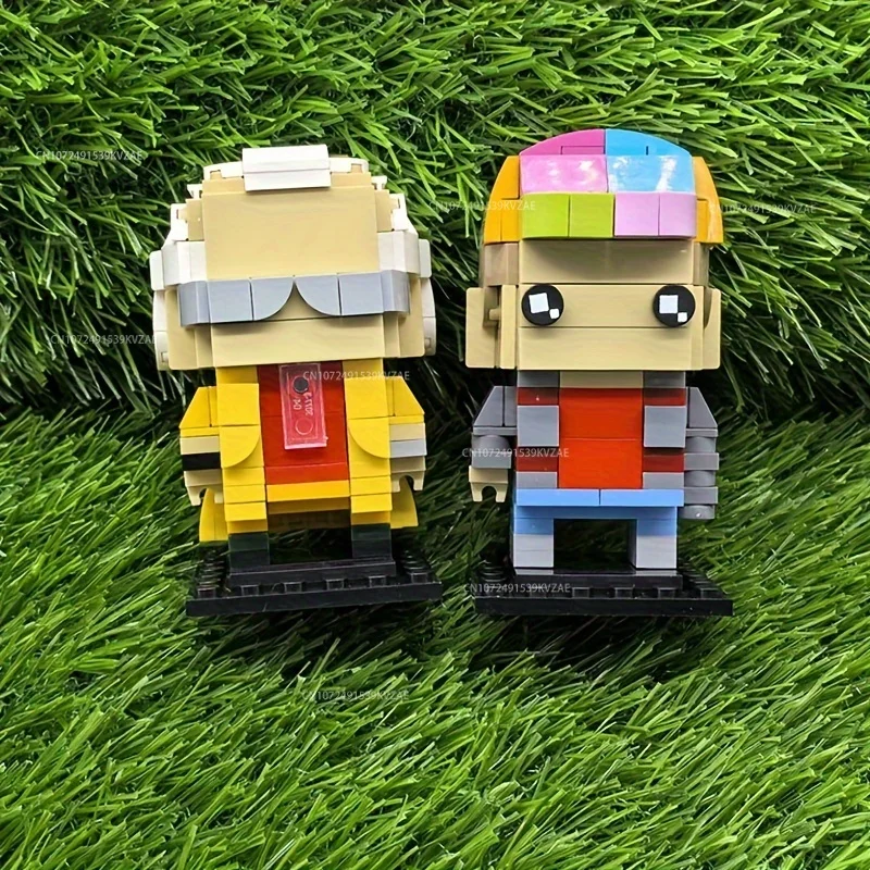 MOC Back To The Futured Doctor Brown Martyed Brickheadz Set Building Blocks Movie Action Figures Brick Toy Gifts