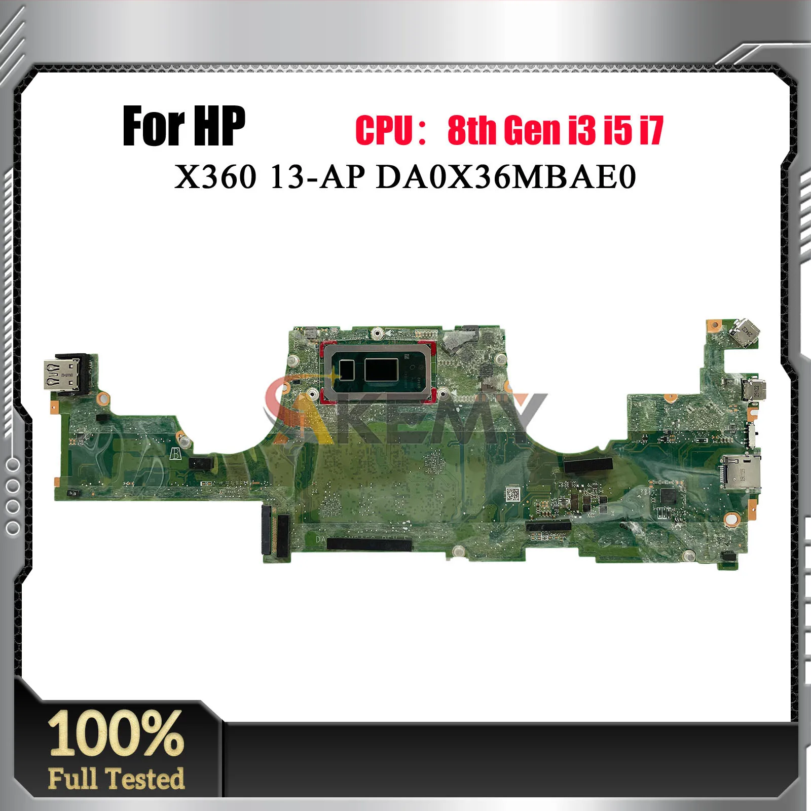 DA0X36MBAE0 Laptop Motherboard For HP Spectre X360 13-AP With i5 i7 8th Gen CPU 8GB 16GB RAM L37640-001 Mainboard 100% Tested