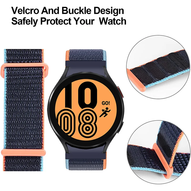 Sport loop Band For Samsung Galaxy Watch 6 5-pro-4 44mm 40mm Nylon strap No gaps 20mm Bracelet Galaxy 6/4 classic 43mm 47mm belt