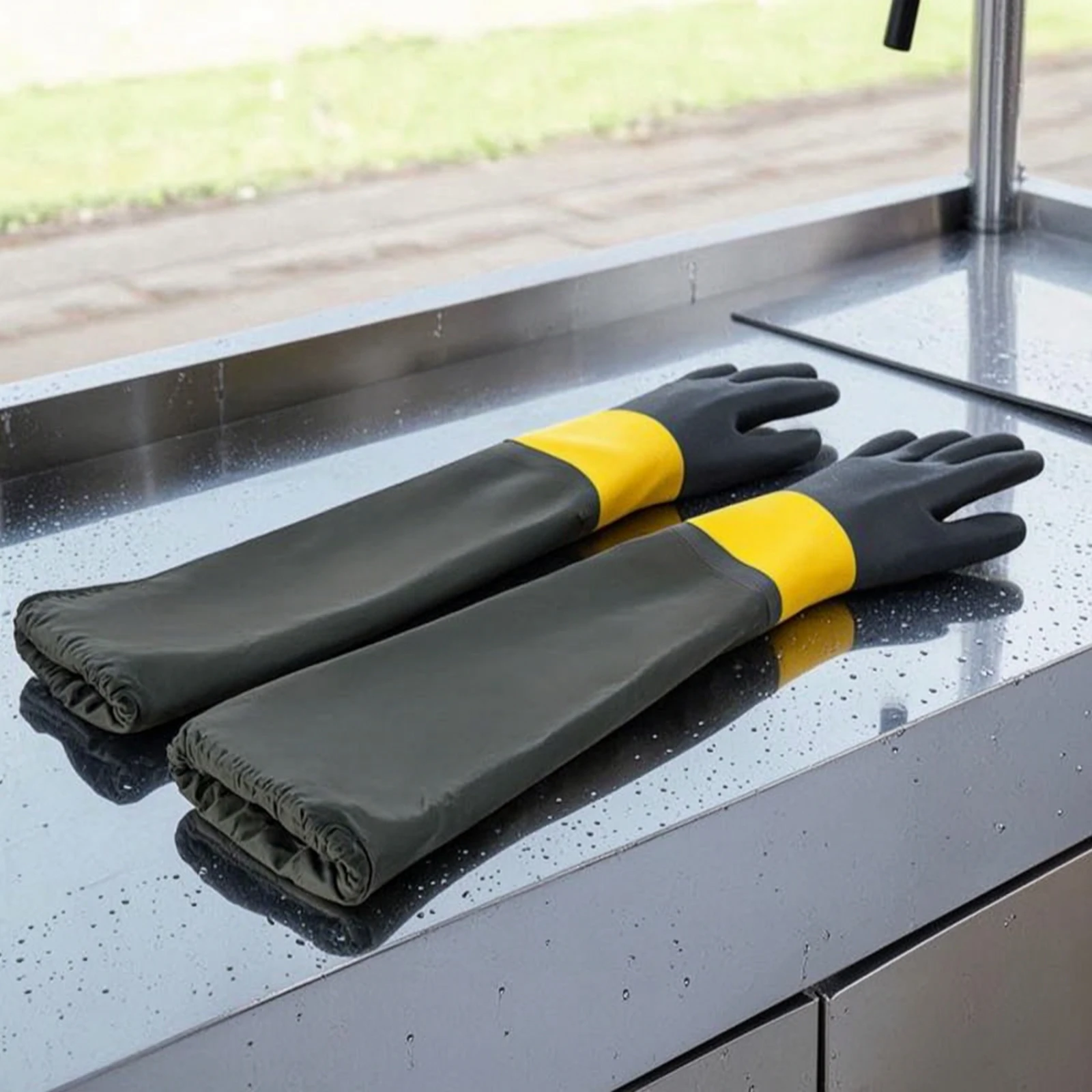 Long Sleeve Washing Gloves Non-Slip Gloves with Extended Sleeve Flexible Multi-Functional for Car Detailers