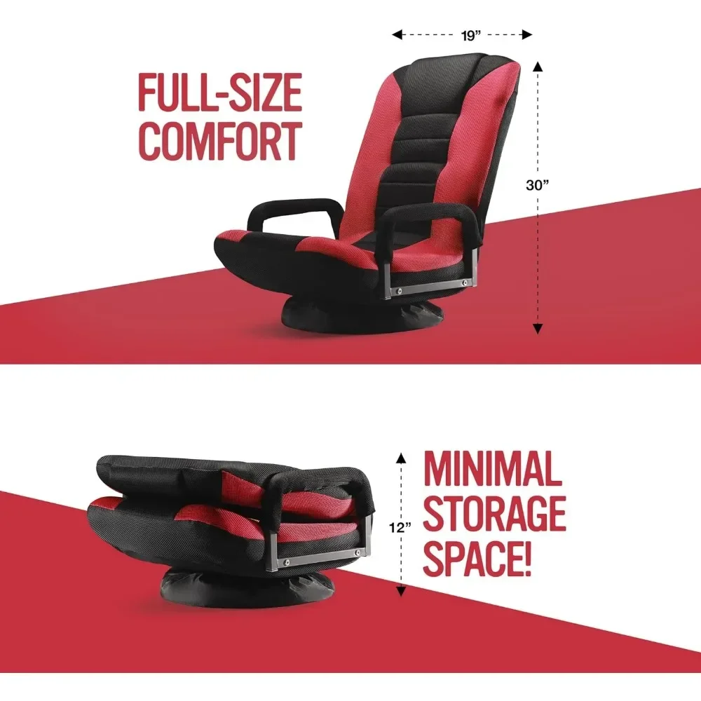 Kids Gaming Chair Swivel Floor Lounger 6 Positions Folds for Storage Game Room view 2