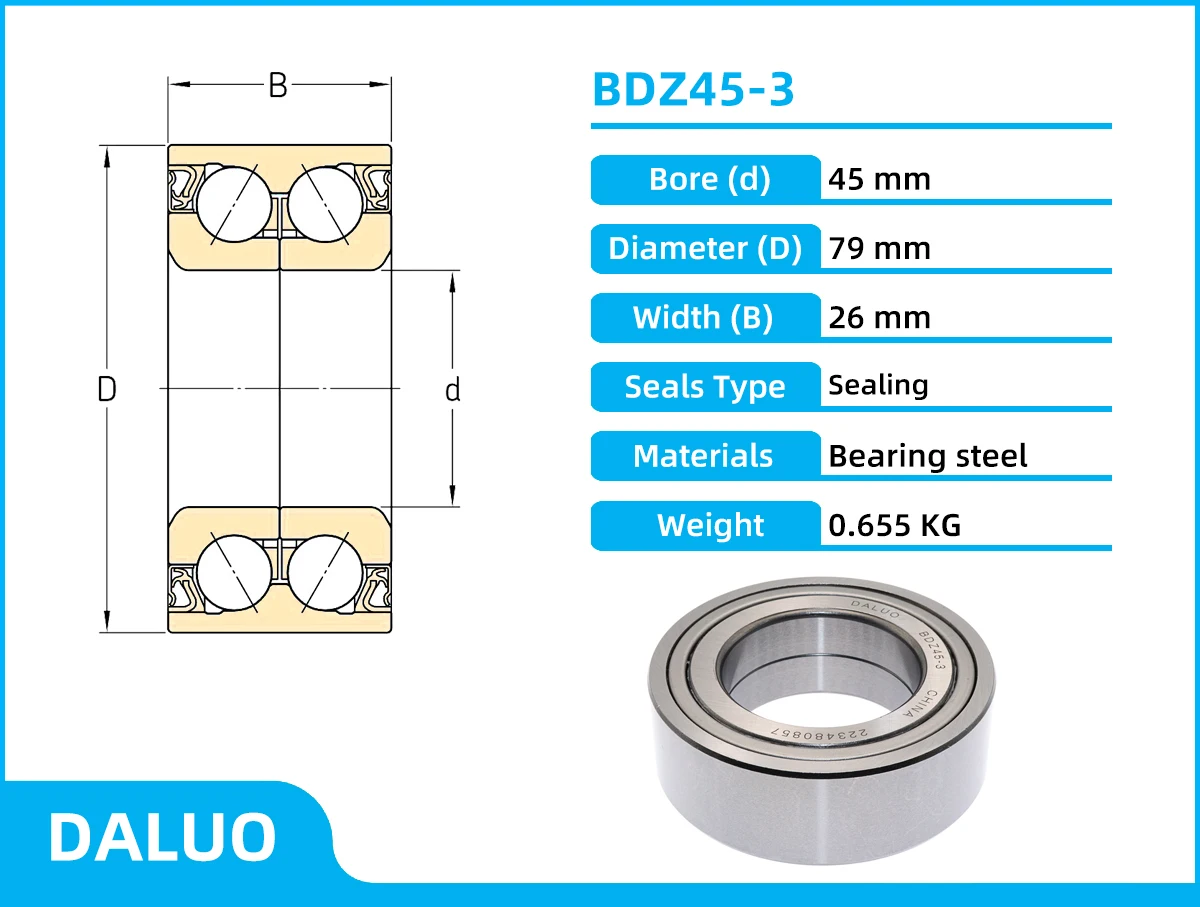 DALUO BDZ45-3 DAC45790026 45X79X26 Bantalan Roda Bantalan Hub Roda Otomatis