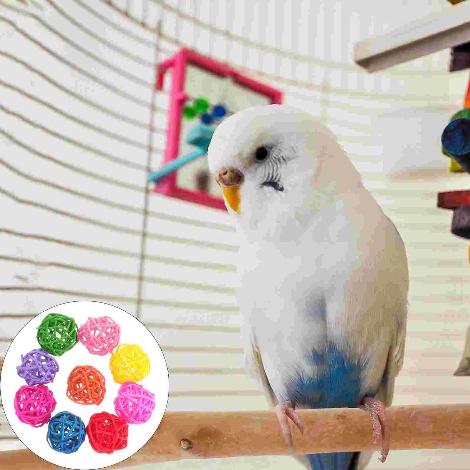 50 PCS Parrot Chewing Toy Plaything Rattan Balls Toys Cockatiel Funny DIY Decor Sepak Takraw