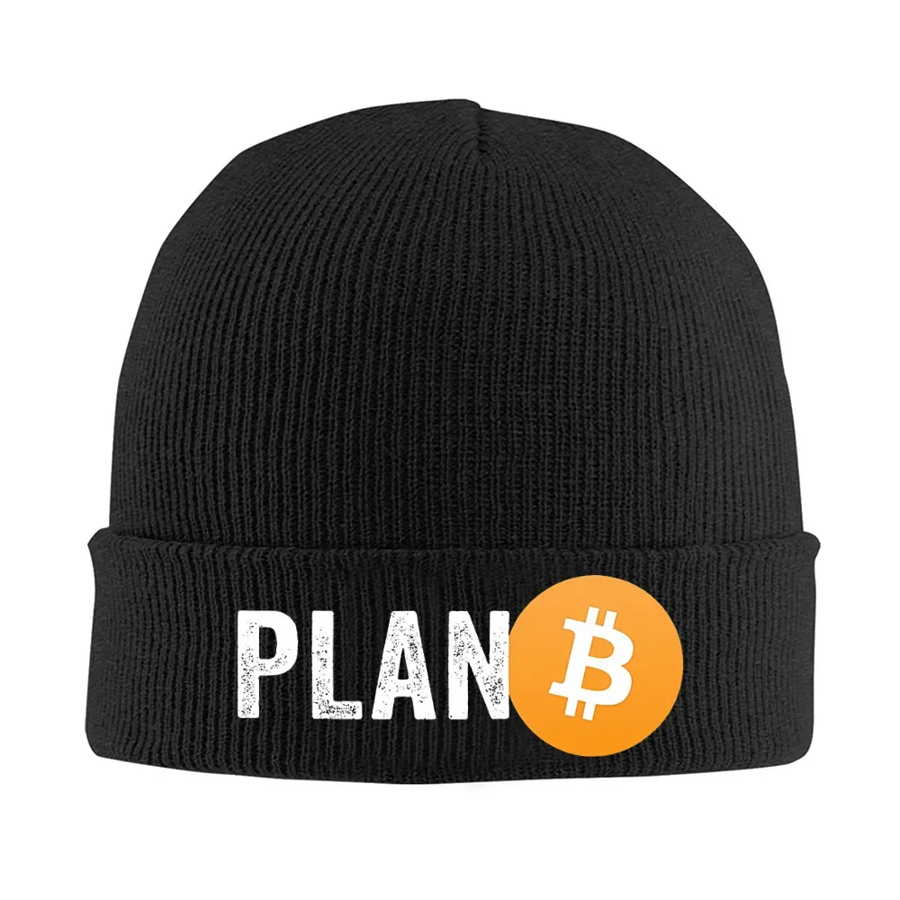 2026 Plan B Bitcoin symbol orange circle Men Women Unisex Knitted Hat Beanie Pullover Cap Winter Thermal Warm Christmas Outdoor