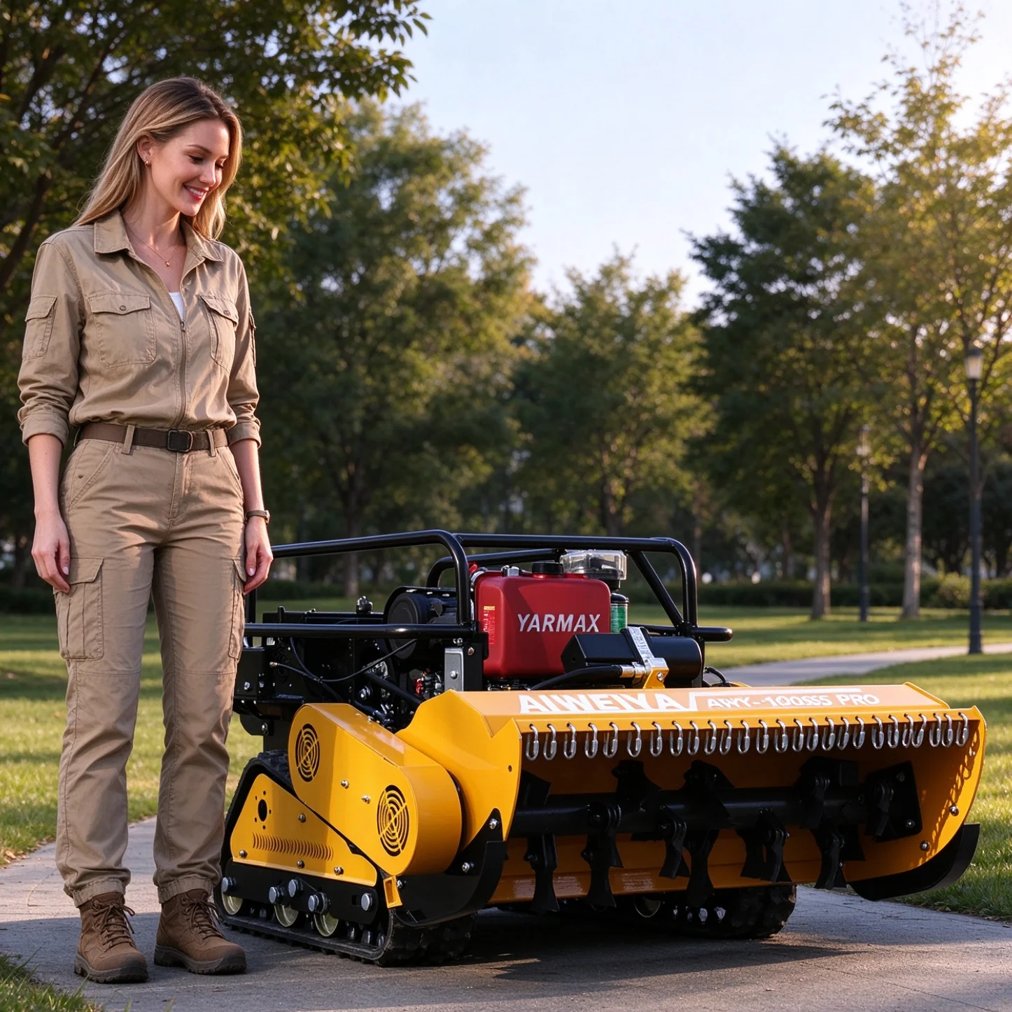 Customized Petrol Remote Controlled Lawn Mower Crawler RC Grass Mower For Garden