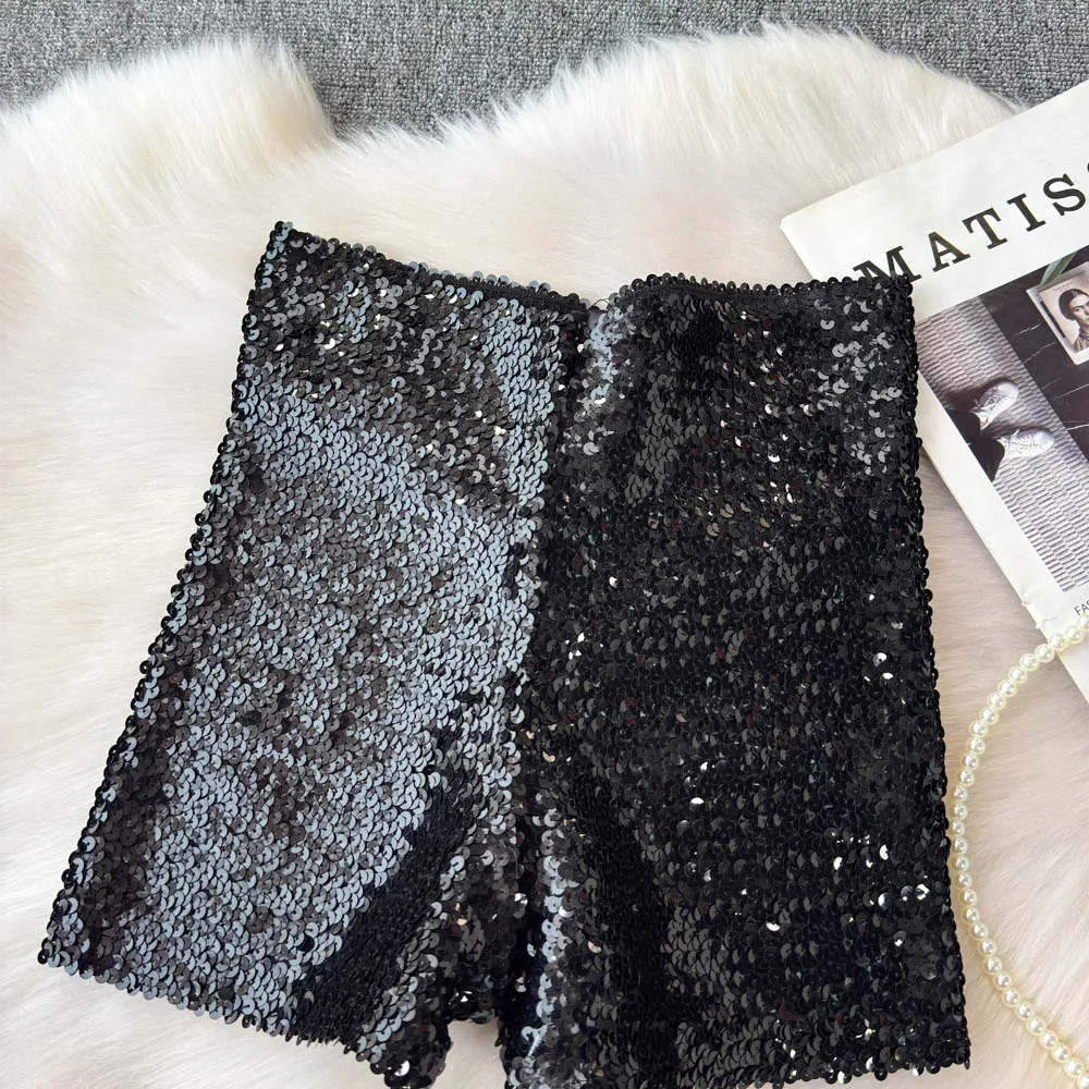 Shinny Sequins Short Pants Women Hot Summer High Waisted Female Booty Shorts Sexy Girl Streetwear Y2k Short Pants Dropshipping