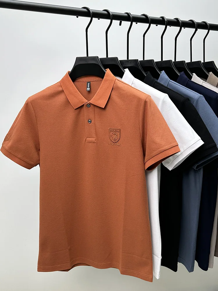 Light Luxury Brand Lapel Men's Short-sleeved High-quality Summer Wear Trendy Shield Embroidered Men's T-shirt Fashion Polo Shirt image 5