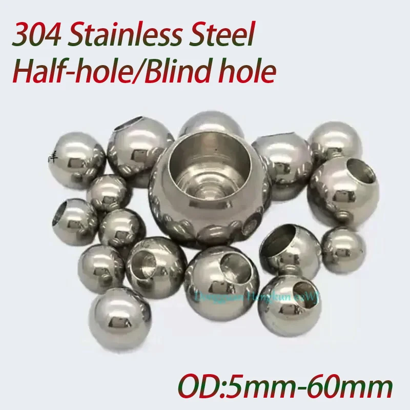 

OD 5-60mm Threaded Half Hole Balls 304 Stainless Steel Drilling Ball Blind Hole Metric Female Thread M2-M12 M14 M16 M18 M20