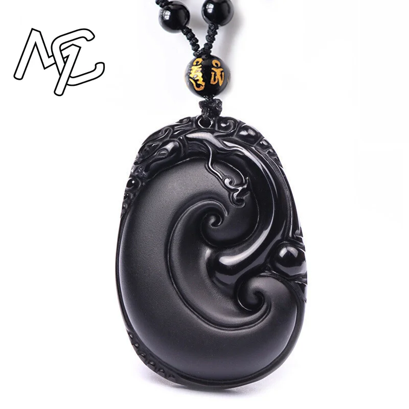 حجر سبج أسود طبيعي يسوع روي قلادة الخرز قلادة موضة سحر المجوهرات منحوتة باليد محظوظ تميمة هدايا لها النساء الرجال