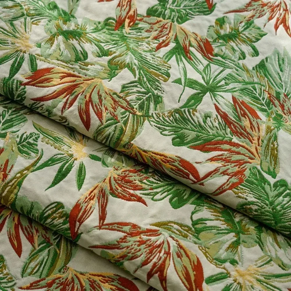 

Yarn-dyed Jacquard Fabric Spring Autumn Forest Green Leaves Maple Leaf Fashion Women's Coat Dress Suit Pillow Design Sew Cloth