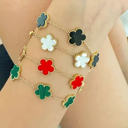 Clover Stainless Steel Bracelets For Women Five Leaf Flower Shell Fashion Jewelry Hot Selling High-Quality Birthday Party Gift