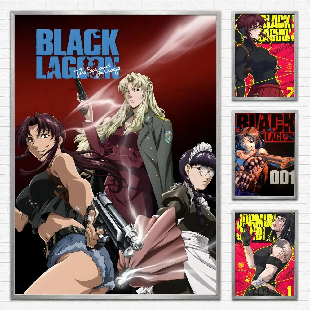 Anime Black Lagoon Poster Self‑Adhesive Waterproof PP Poster Coffee House Bar Wall Art Sticker Room Home Decor
