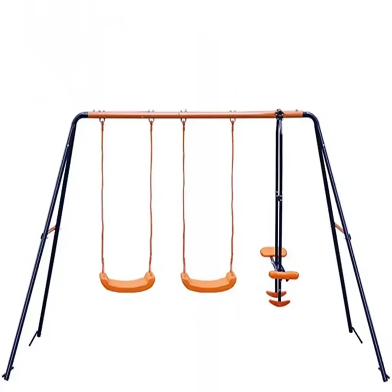 for Metal Frame Outdoor Playground Set With Slide Swing Rocker for Backyard Durable Children Play Equipment With Safety