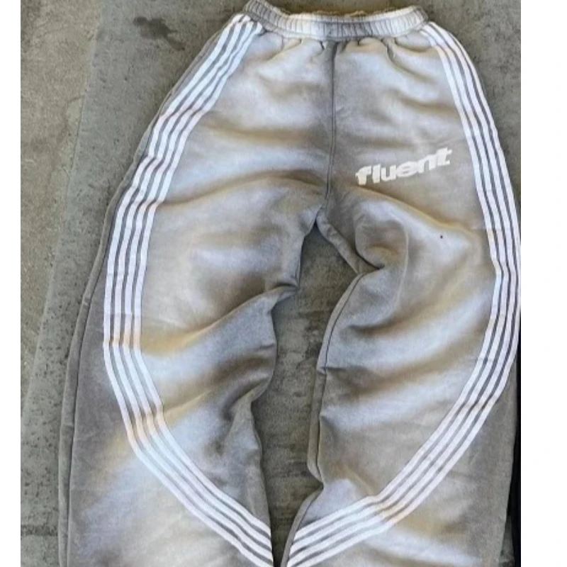 Harajuku AT, Y2K, USA, Solid, Document, Embroidered Letters, Casual Pants, Hip Hop, Close Up, W-String, Size, Jogging view 2