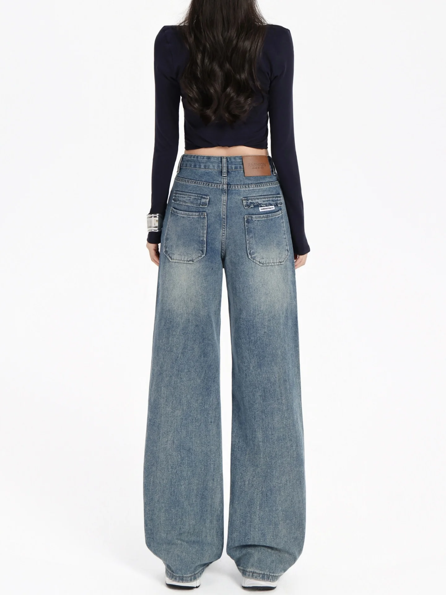 Plus size americano sle cintura alta perna reta jeans feminino outono nova pêra ape corpo emagrecimento calças de perna larga