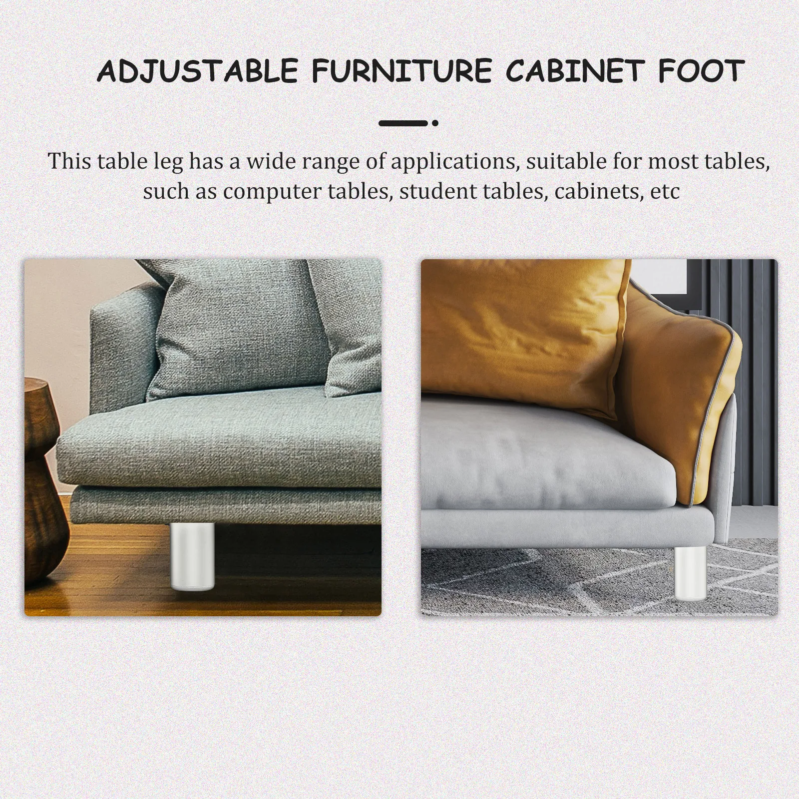 

2Pcs Furniture Table Legs Stable Adjustable Aluminium Alloy Feet for Dining Coffee Study Computer Table Replacement Parts