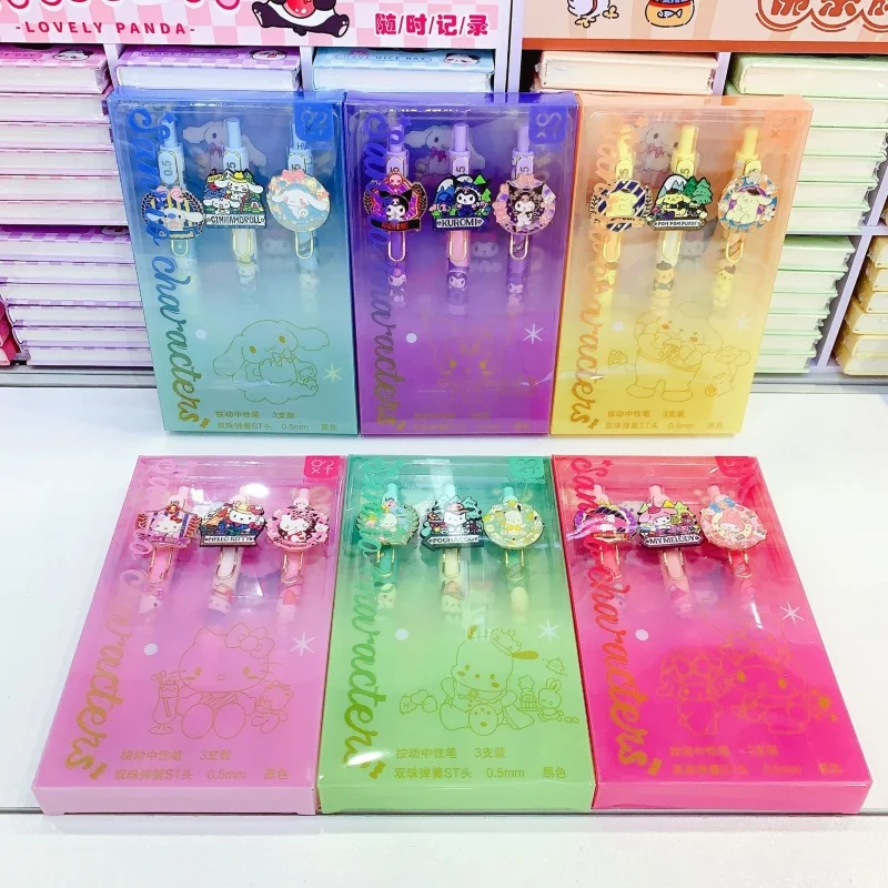 

18pcs/lot Sanrio Melody Kuromi Kitty Press Gel Pen Cute Cinnamoroll 0.5mm Black Ink Neutral Pens Office School Supplies