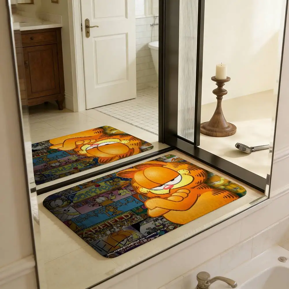 Anime G-Garfield Cute Cat Door Mat Washable Non-Slip Living Room Sofa Chairs Area Mat Kitchen Bedside Area Rugs