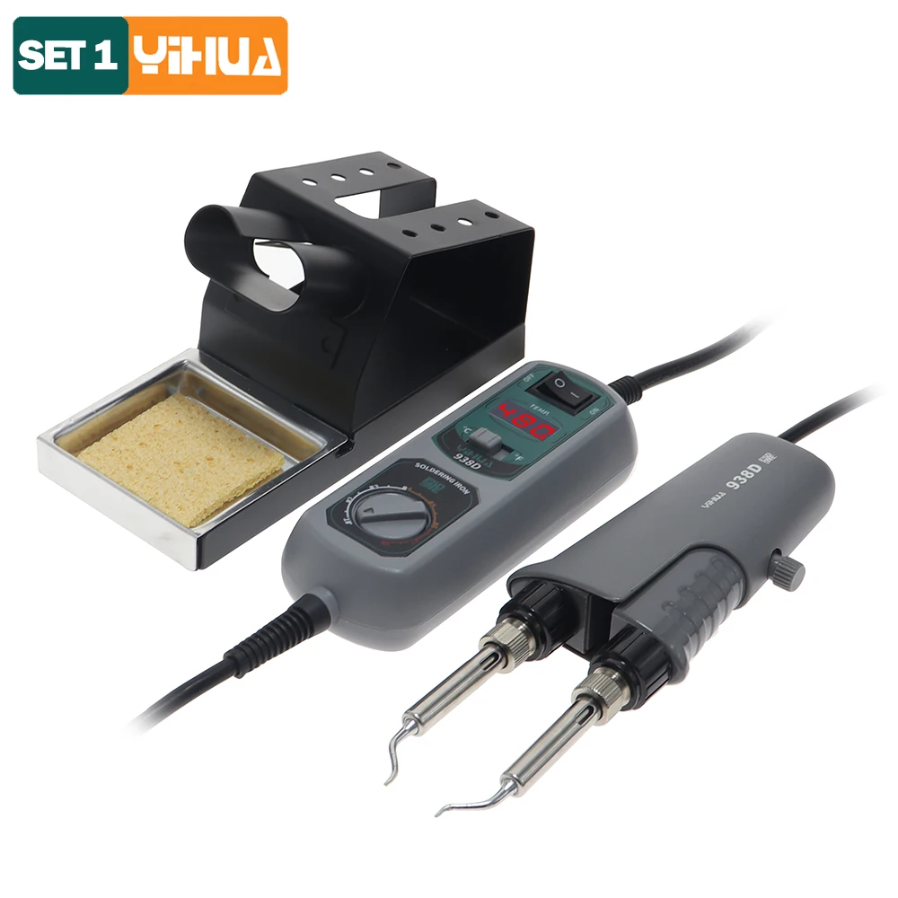 YIHUA 938D Portable Soldering Station – 120W, 200°C-480°C, Digital Display, Hot Tweezers For BGA SMD Repair, 110V US Plug