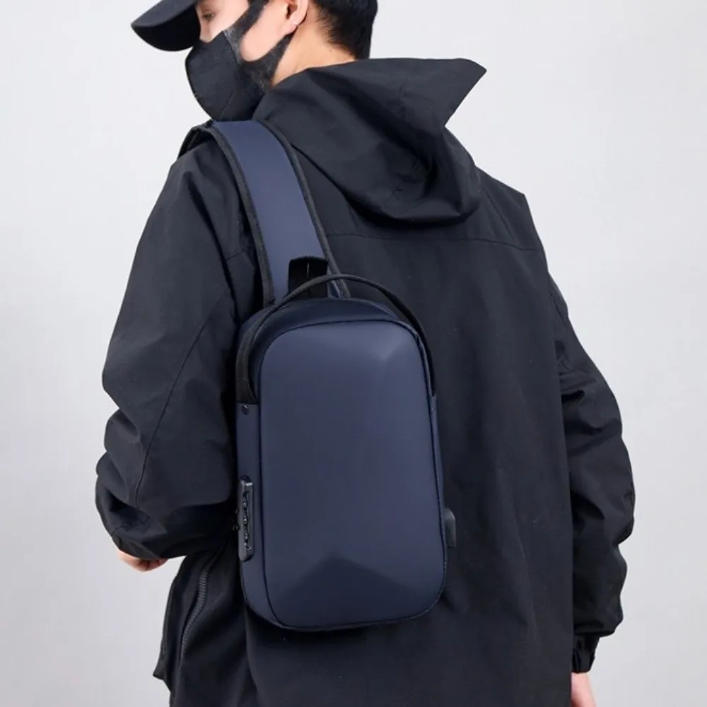 

Мужская нагрудная сумка из ткани Оксфорд, USB-порт для зарядки, регулируемый ремень, сумка на ремне с паролем, противоугонная многоэтажная сумка