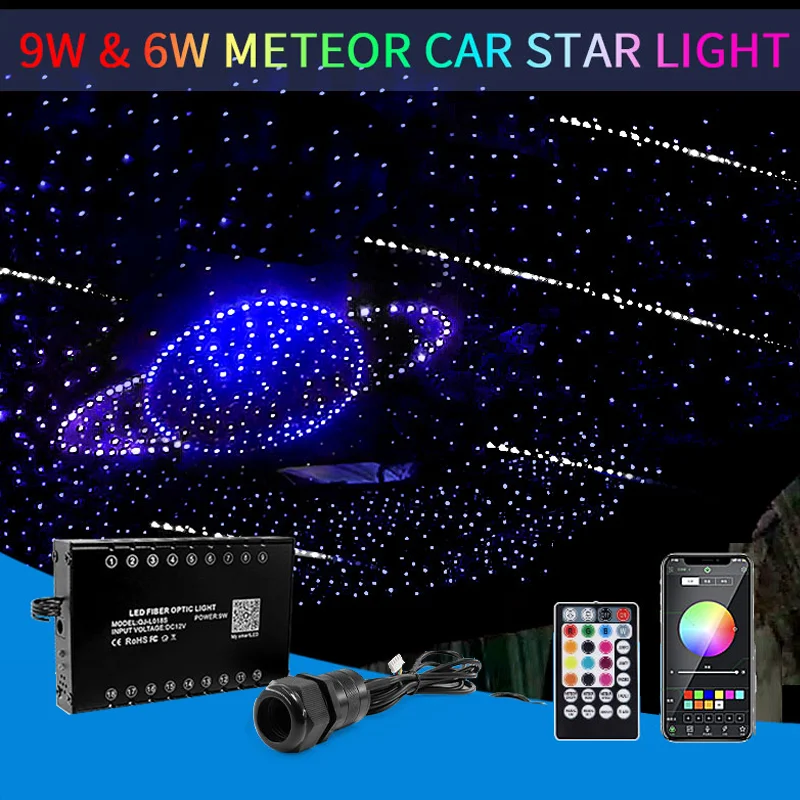 

9W&6W Meteor Car Starry Sky light LED Car Roof Star Night Light Auto Accessories Interior Color Ambient Light Fiber Optic Lights