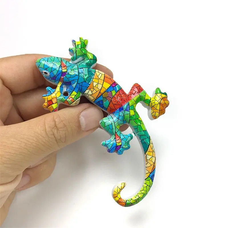 Multi-color patchwork-themed cultural and fridge magnets from, Spain, high-appearance, popular tourist