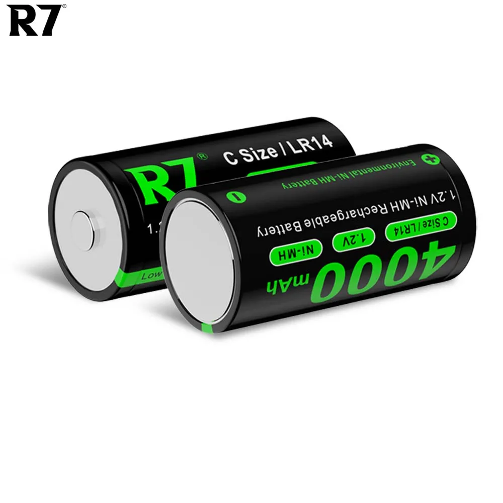 R7 Brand 1.2V NI-MH C D rechargeable battery R14 C Size 4000mAh Type D 8000mAh R20 battery for Gas stove Water heater