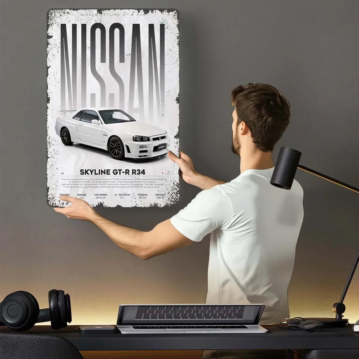 Nissan Skyline GTR R34 Metal Sign Cars Poster Decoration for Home Decor Items Room Decor Aesthetics Metal Wall Art Mural Bedroom