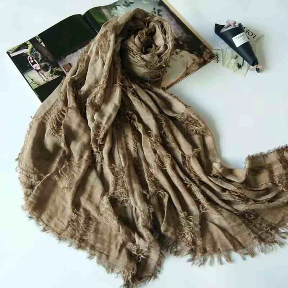 Vintage Tassel Scarf Ruins Style Futuristic Spicy Girl 2000s Unisex Men\'s Women\'s Autumn Winter Styles Solid Color Trend Scarf