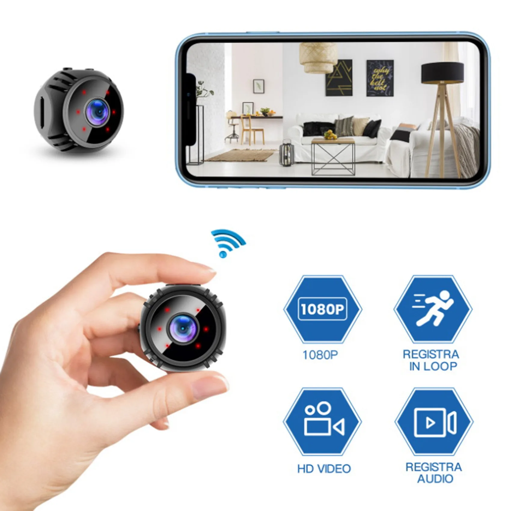 WIFI Wireless 1080P Camera for Home Monitoring Real Time Feed Phone App Remote Viewing Night Vision Motion