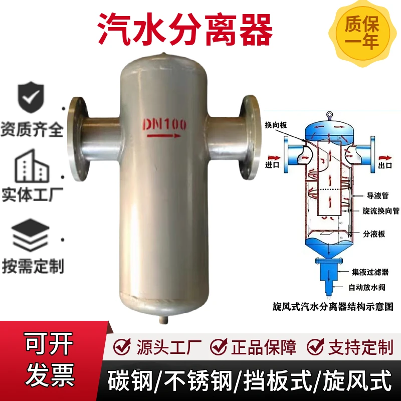 【Best-selling】Cyclone Baffle Steam-water Separator Steam Pipeline Condensate Water Gas-liquid Separation