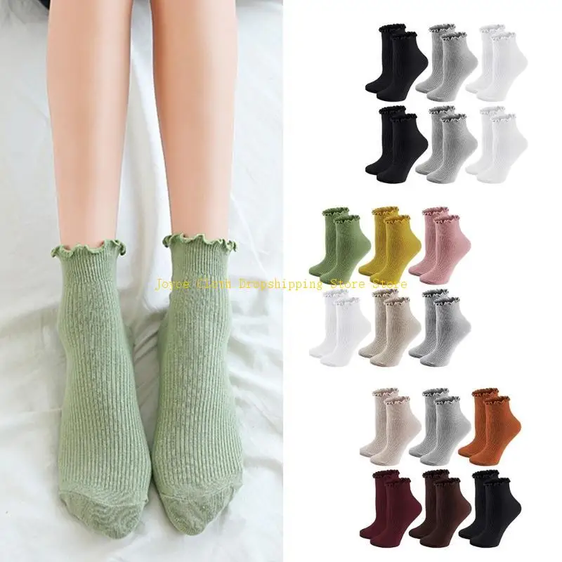 

Women Socks,Lolitas Ruffle Turn-Cuffs Ankle High Socks Sweet Frilly Socks 10CD