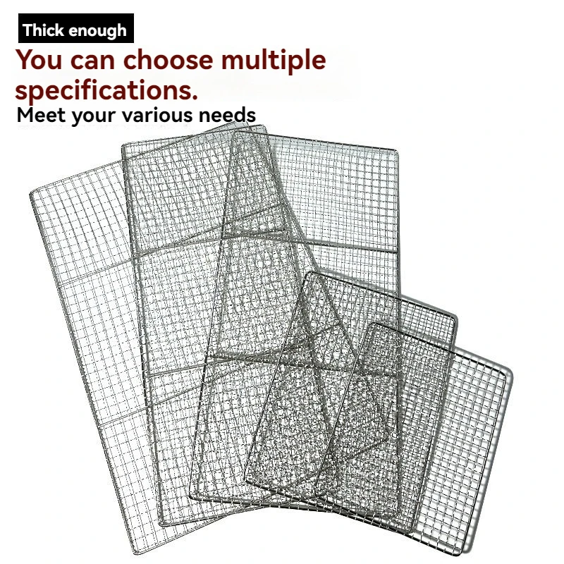 Rejilla cuadrada para barbacoa, rejilla de acero inoxidable 304, rejilla de alambre, Red de carbón para cocinar y hornear, estilo coreano, 30 tamaños