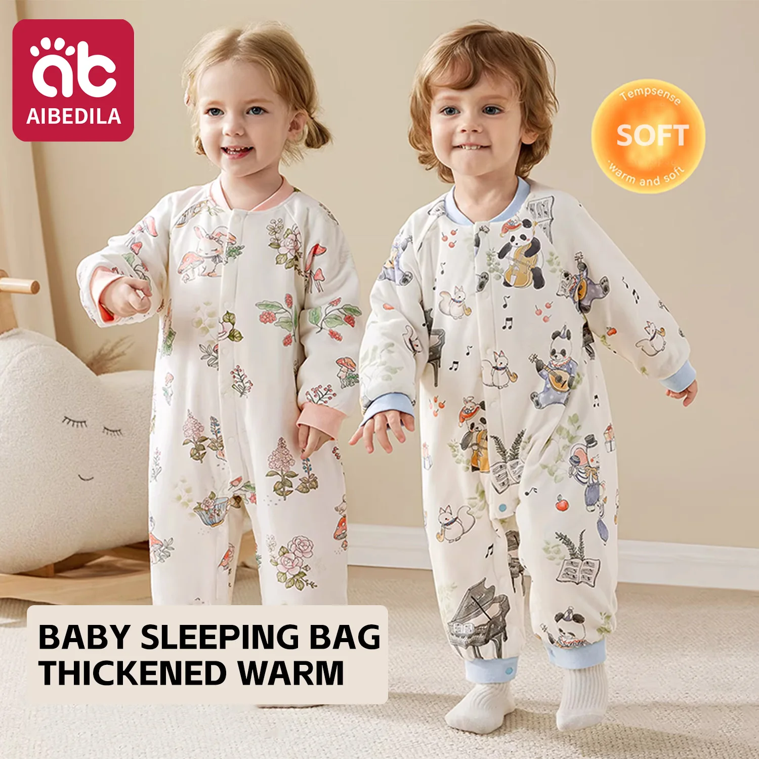 

Детский спальный мешок AIBEDILA, толстый и теплый, для новорожденных, с защитой от раздражения, предотвращает застывание, детское одеяло, пижама для детей 0-4 лет