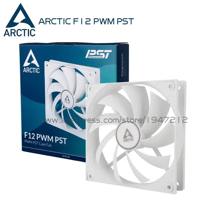 Arctic F12 PWM PST Co 12cm Silent  PC Case Cooling Fan 120mm CPU Cooler FDB 1350RMP Mute Genuine Original Black/White