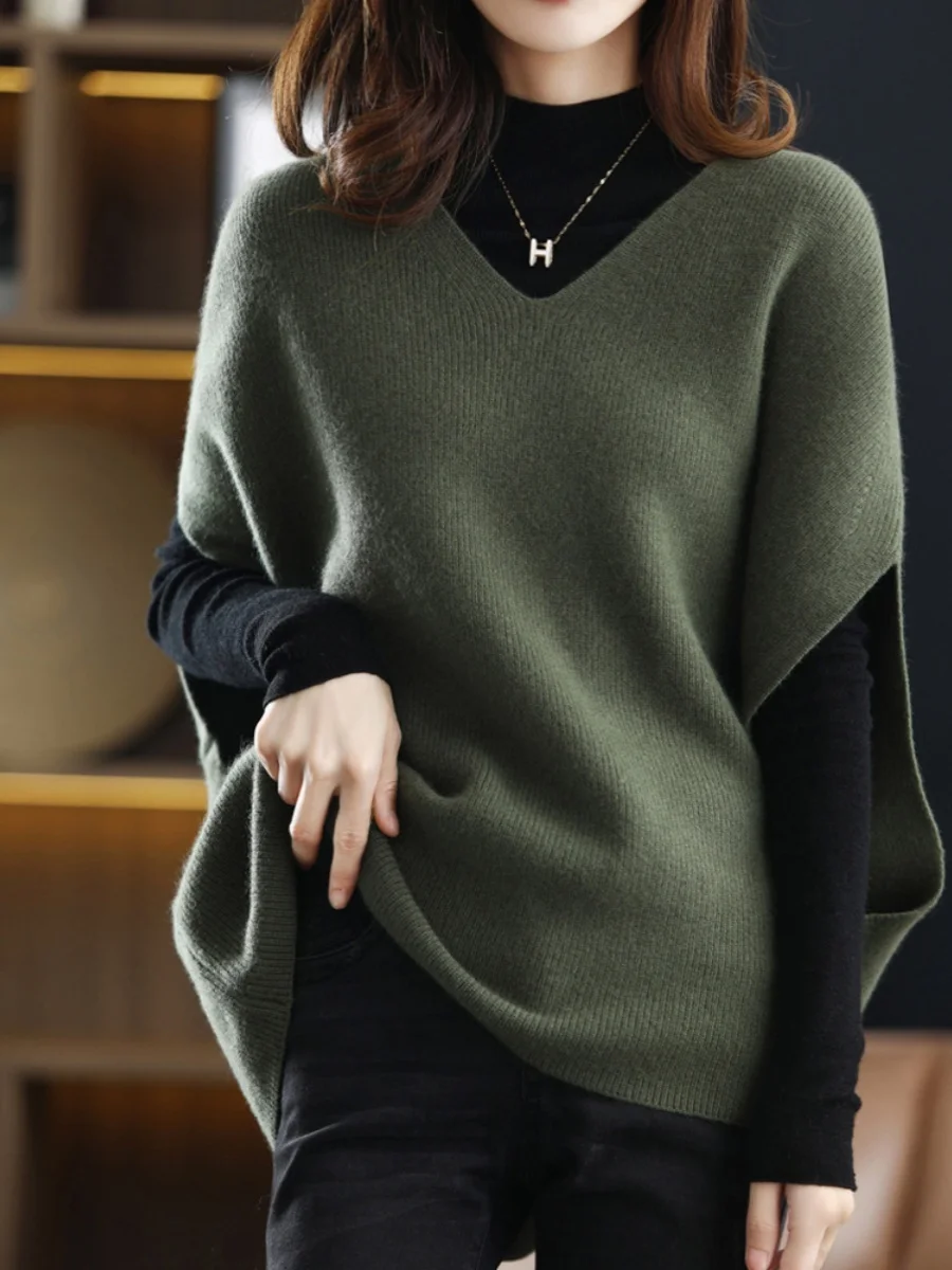 

Женский вязаный жилет Топ Batwing Sve V-Ne Autumn Faion Верхняя одежда Комплект из двух предметов Для поездок на работу Sle Ванна ape Regular Sve