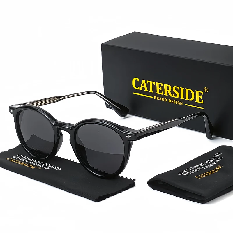 CATERSIDE Runde polarisierte Sonnenbrille für Herren, Propionat, hochwertige Sonnenbrille für Damen, Punk, Outdoor, Fahren, Angeln, Brillen, UV400 – Detail 4