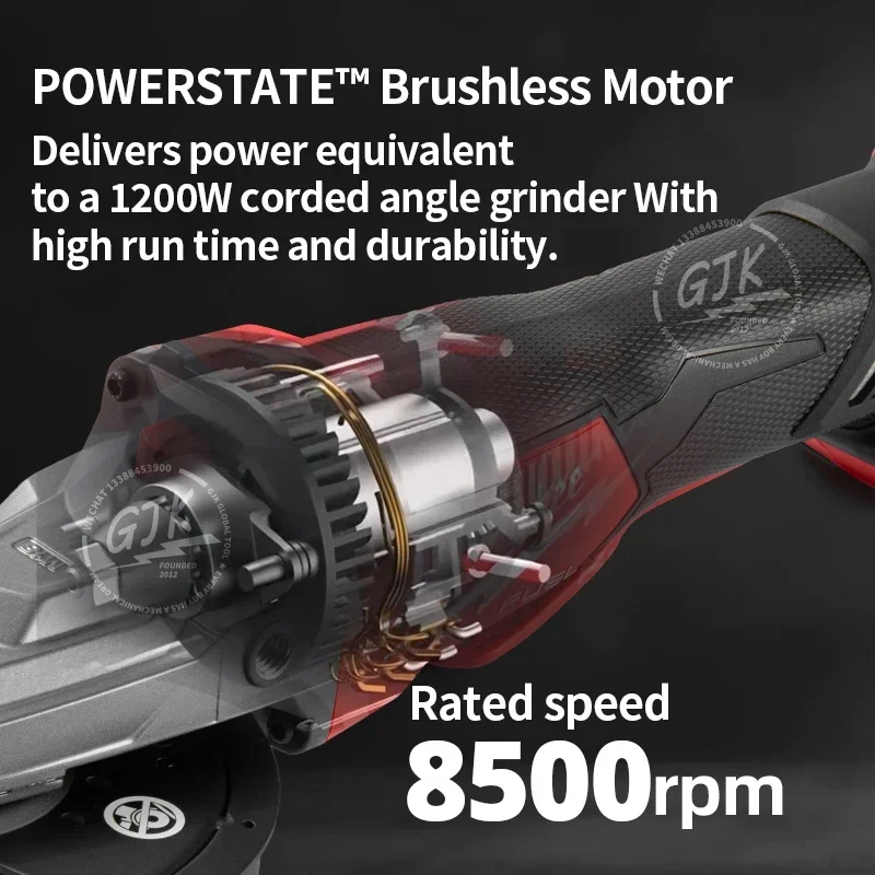 125mm Milwaukee Brushless Angle Grinder Polishing Cutting Machine No-Lock Paddle Switch Electric Cordless Power Tools - Image 3