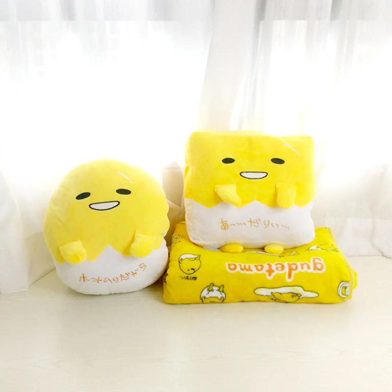 Cute Gudetama Plush Toy Lovely Stuffed Japanese Style Pillow Blanket Warm Hand Pillow Back Cushion Anime Plushies Xmas Gifts