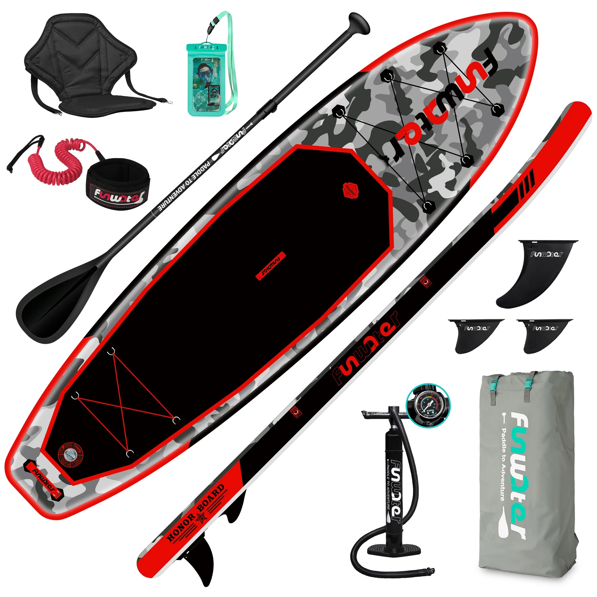 Inflatable SUP Paddle Board,เหมาะสำหรับทักษะ,เยาวชนและผู้ใหญ่,Paddle Board,กระเป๋าเป้สะพายหลัง,ปั๊มกระเป๋ากันน้ำ