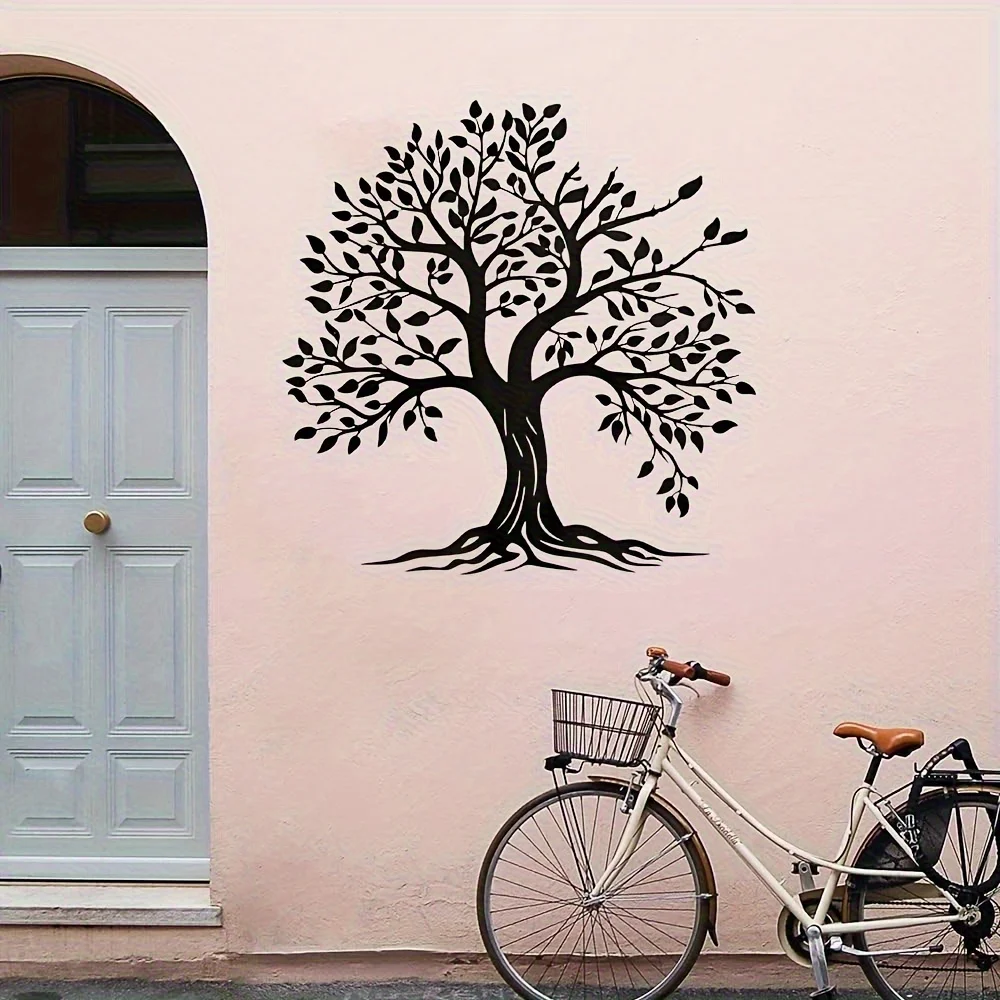 1pc Elegant Tree of Life Black Metal Wall Sculpture, Artistic Decorative Style,  Exquisite Leaf Details, Suitable for Home - view 4