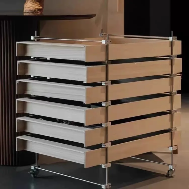 Bauhaus log color optical shaft cabinet trolley bedroom edge can be moved