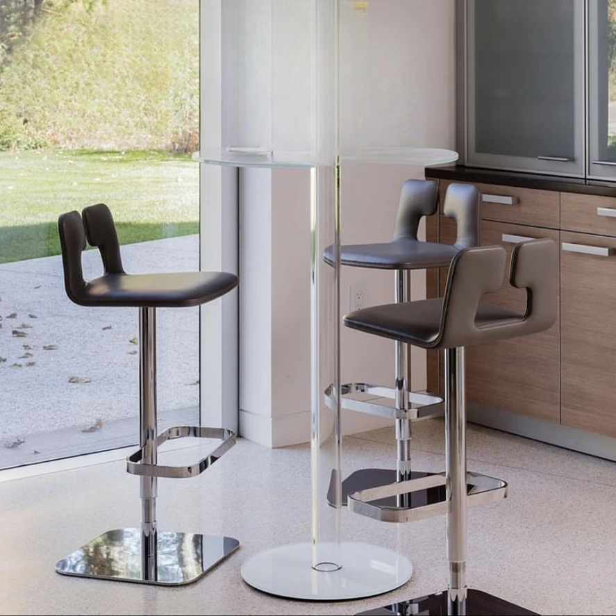 

Lifting high chair luxury stainless steel rotating bar stool front desk chair
