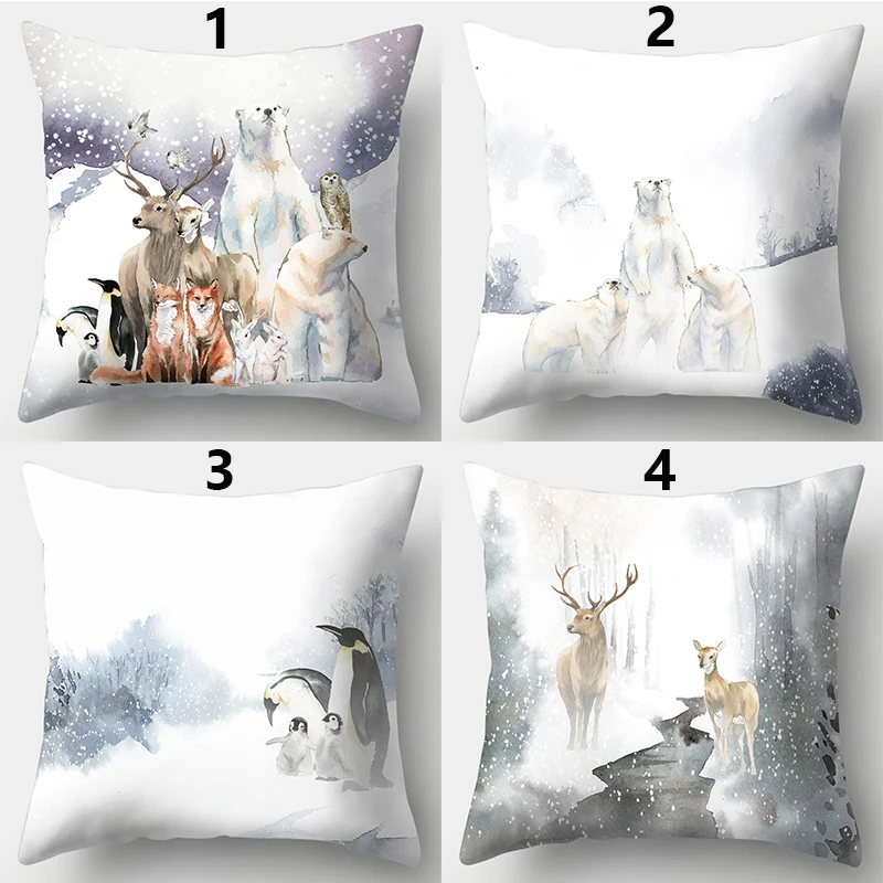 Watercolor Animals Pillow Case Cute Fox Deer Pillowcase for Pillows Bed Sofa Home Decor 45x45cm Room Bedroom Living Room