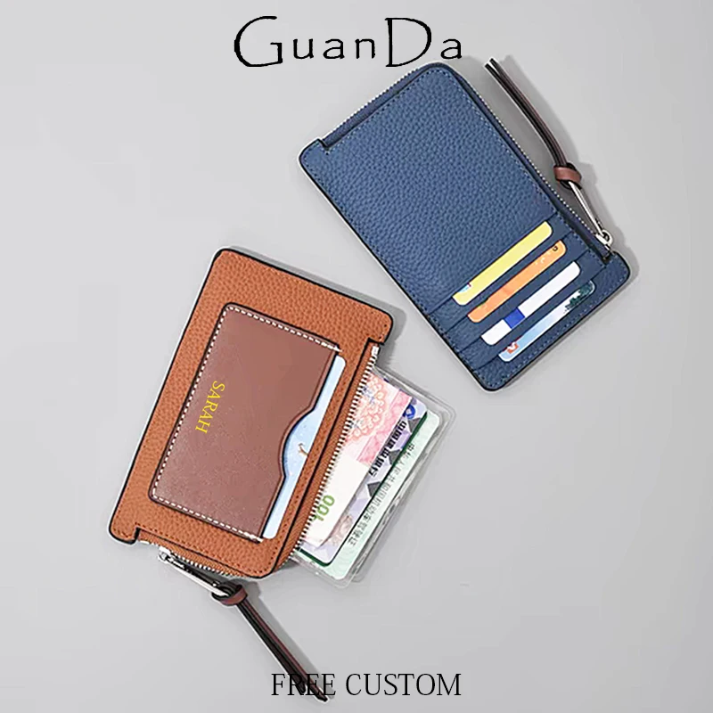 Luxury Woman Contrast Color Card Wallet Custom Letters Zipper Fashion Coin Purse Personalized Casual Card Holder Bags Lady Gift