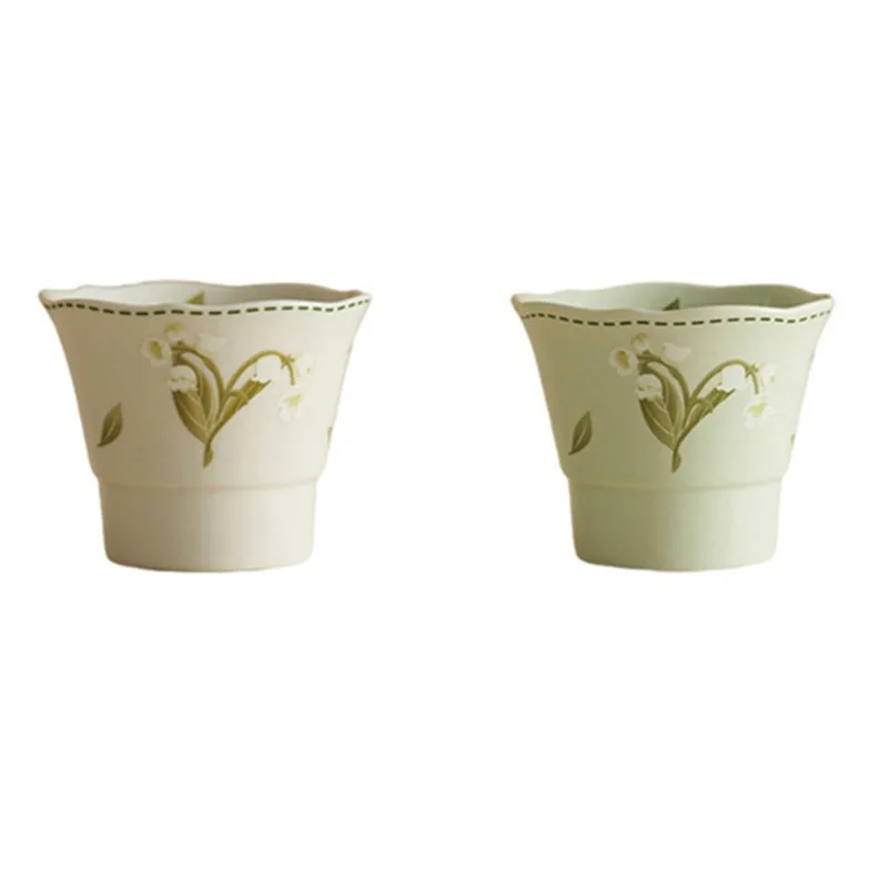 

Modern Simple Mug With Floral Design-Irregular Shape, Microwaves Safe& Eco-Friendly-130Ml, 2Pcs
