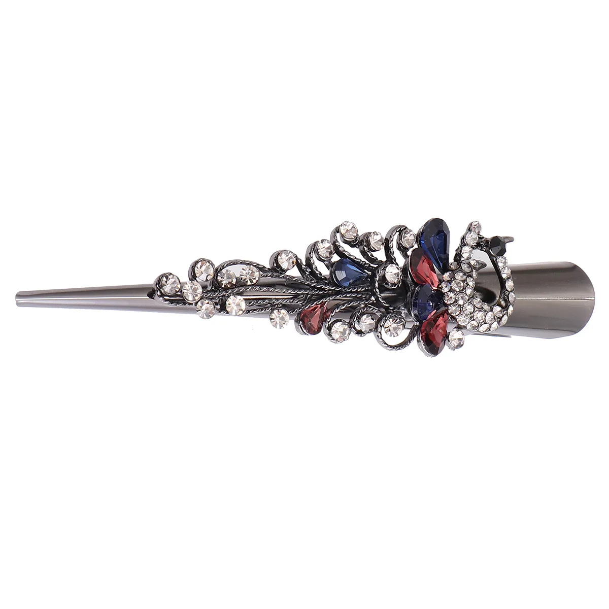 

1pc Cow Horn Hair Clip Vintage Rhinestone Alloy Duckbill Clip For Party Daily Use Hair Pins Bang Barrette
